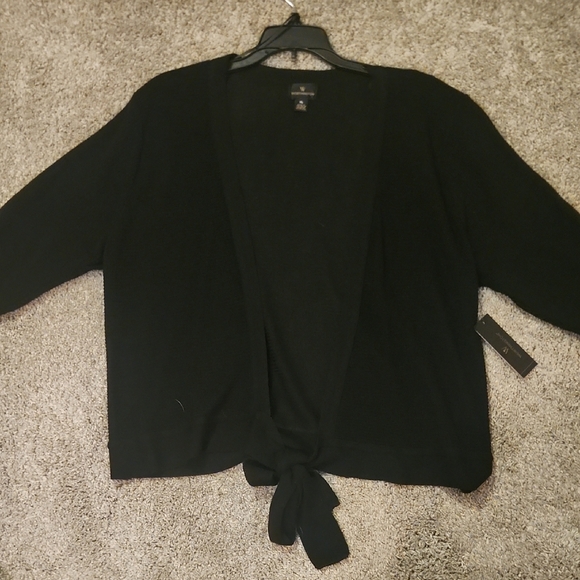 Worthington Sweaters - Worthington Women's NWT lightweight 3/4 Sleeve Black Cardigan with Tie Detail